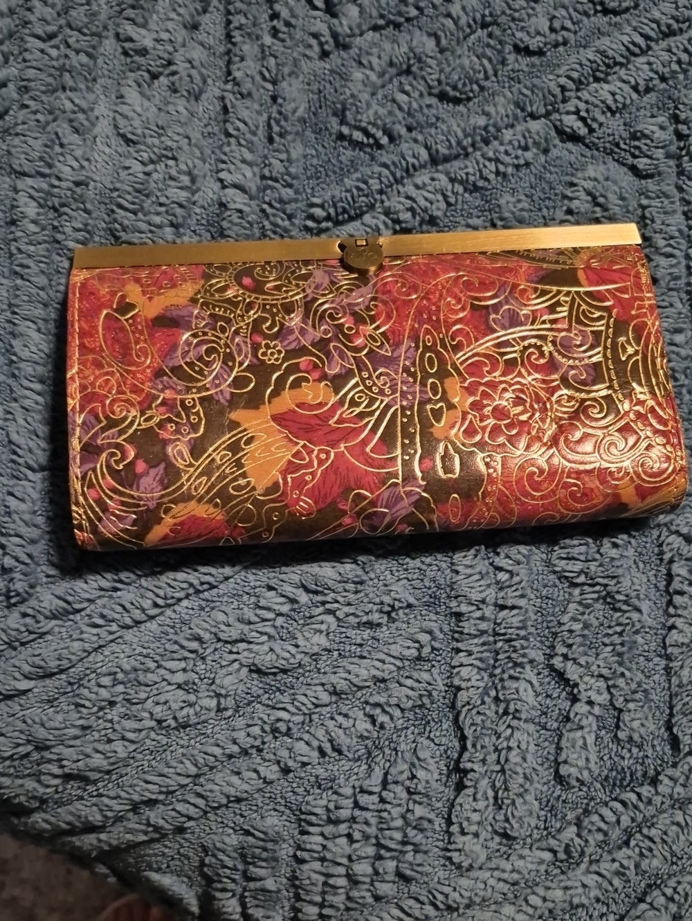 Patricia Nash Floral With Gold Paisley Wallet EUC